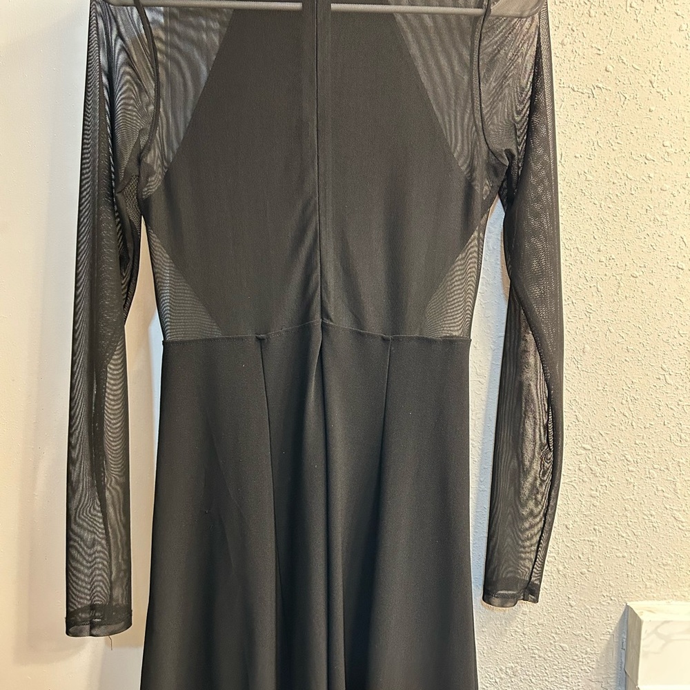Forever 21 Black Long Sleeve Mesh Dress